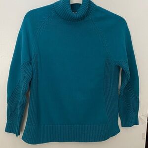 Isaac Mizrahi Turquoise Turtleneck Sweater Variety of Stitches